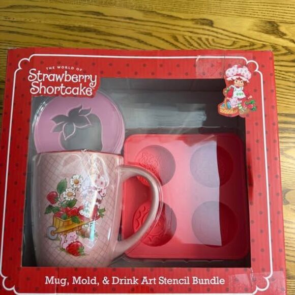 Strawberry Shortcake Mug, Mold, & Drink Art Stencil Bundle - NEW! Collector Item - Picture 1 of 3
